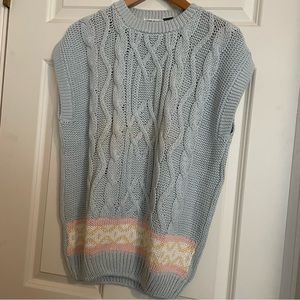 Vintage Cape Isle Knitters Chunky Pullover Vest Sweater w/Band Pattern Tennis